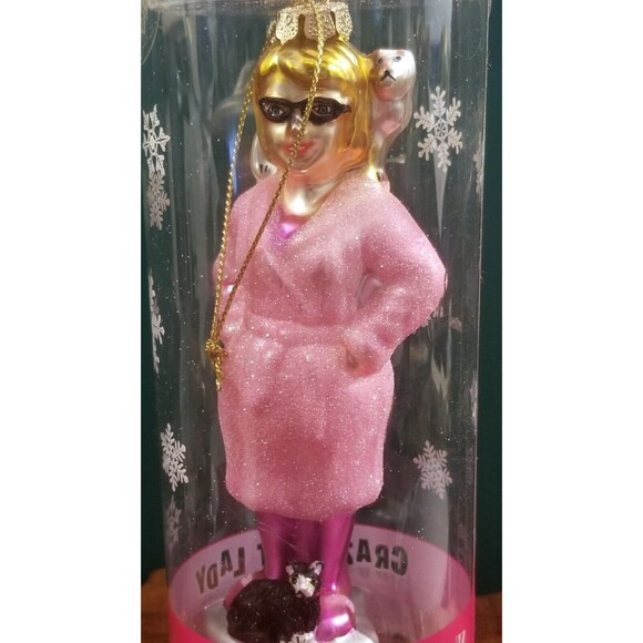Crazy Cat Lady Ornament 5.25'' Blown Glass Archie McPhee New - Picture 2 of 5